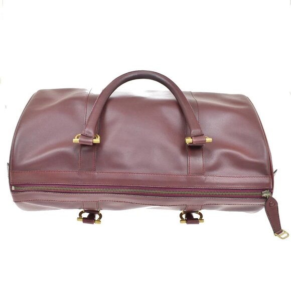 MUST DE CARTIER 2C Logo Hand Shoulder Bag Travel Leather Red 158-082225 - Picture 5 of 16